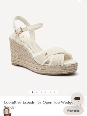 Wedge Espadrille Sandals with Ankle Strap in Cream
